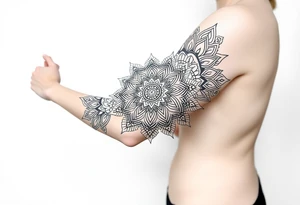 bold line shaman mandala tattoo idea