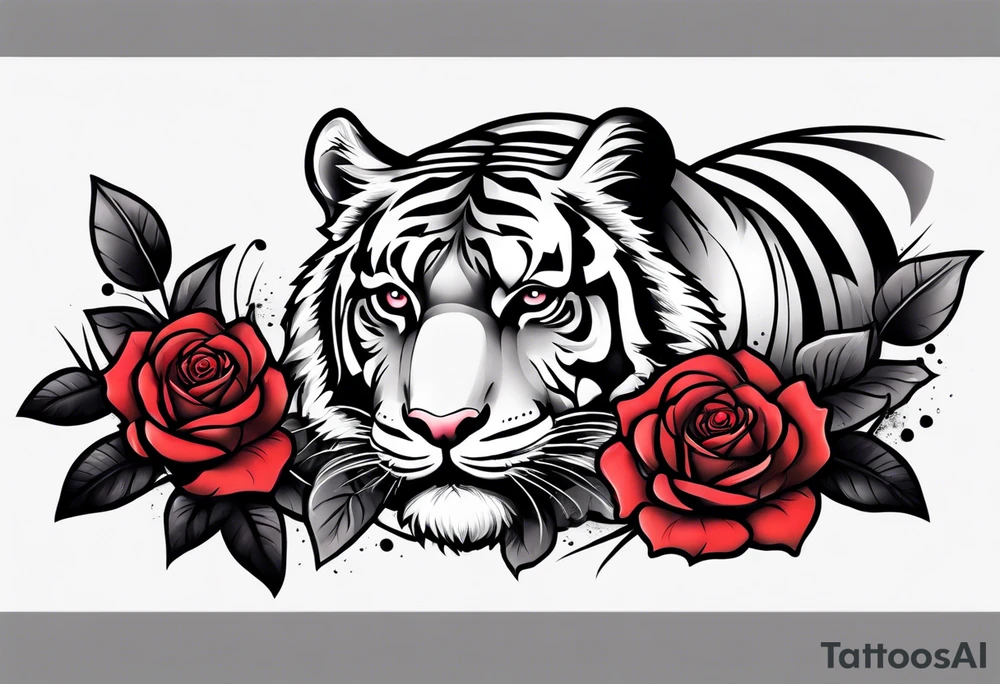 tiger forearm with rose tattoo on hand tattoo idea