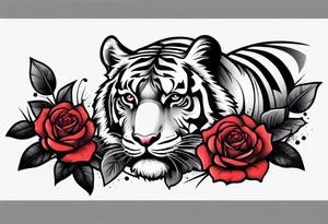 tiger forearm with rose tattoo on hand tattoo idea