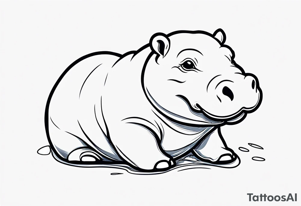 Baby hippo playful tattoo idea