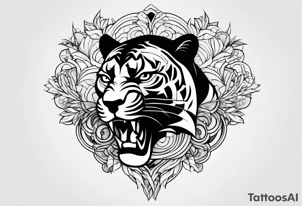 Black minimalist tattoo of a panther tattoo idea Black minimalist tattoo of a panther tattoo idea