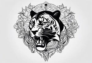 Black minimalist tattoo of a panther tattoo idea
