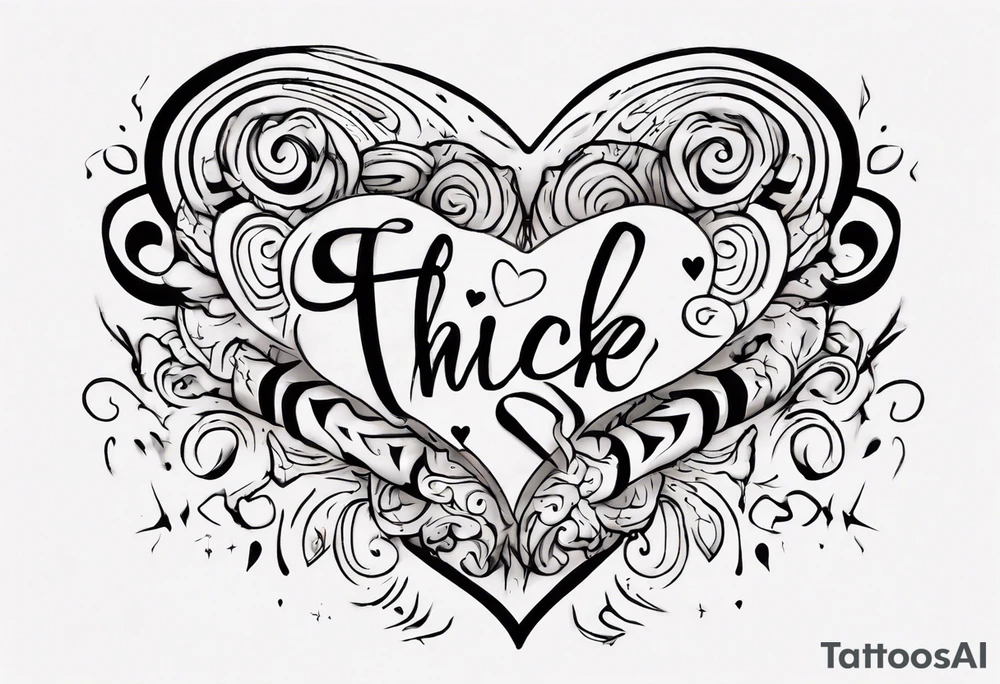 a heart with the quote through thick and thin tattoo idea