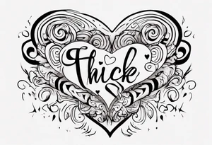 a heart with the quote through thick and thin tattoo idea