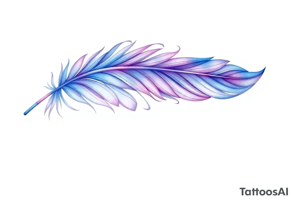 Feather with blue and purple tattoo idea