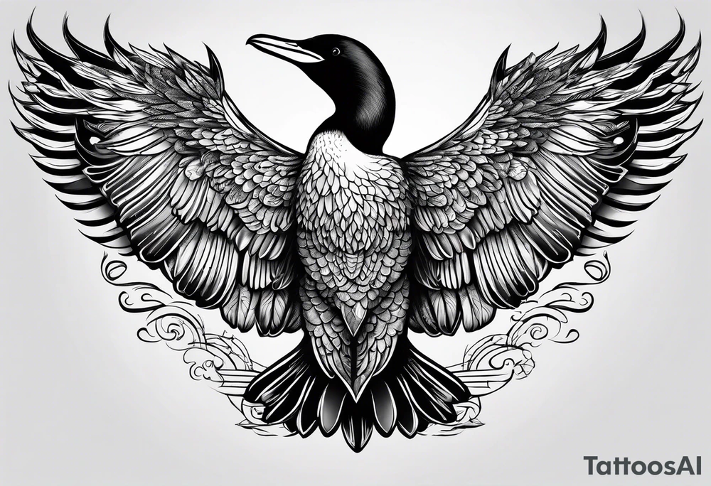 Loon wings spread tattoo idea