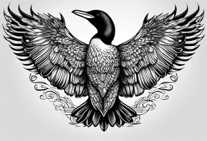 Loon wings spread tattoo idea