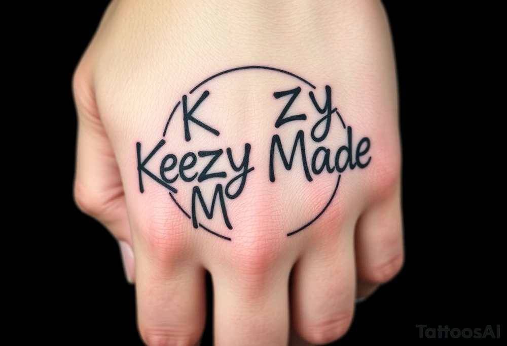 Letters that spell KeezY MadE to fit a circular frame that is graffiti bubble tattoo idea