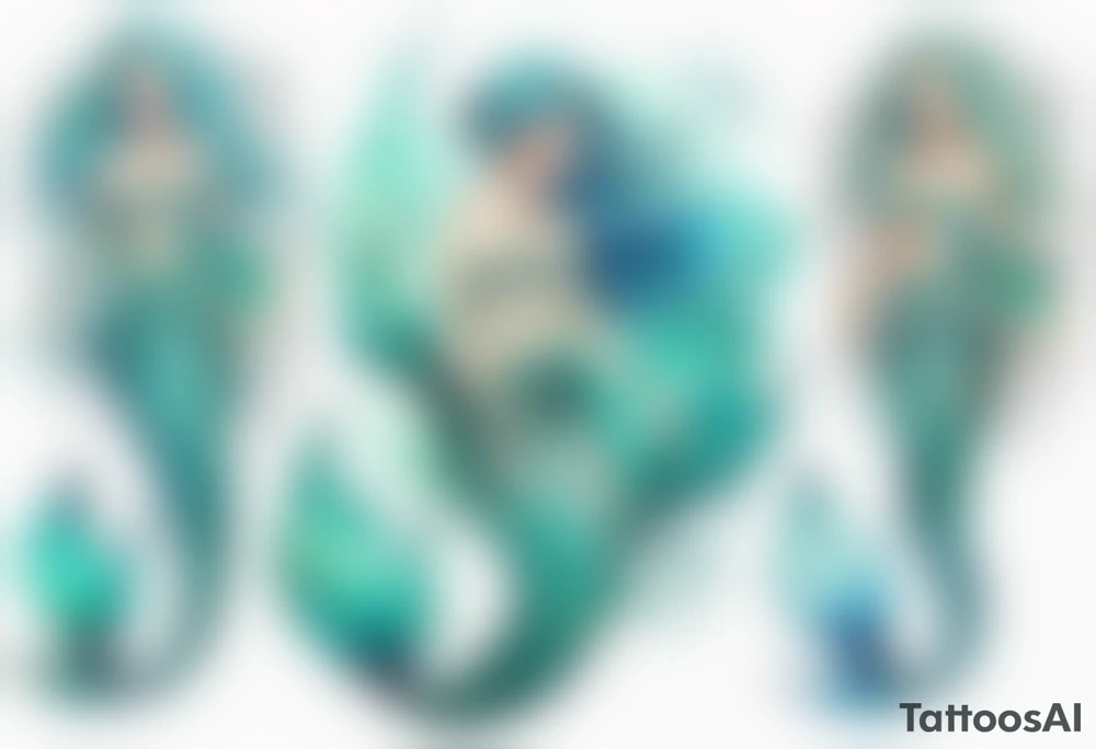A beautiful mermaid with turquois scales. tattoo idea