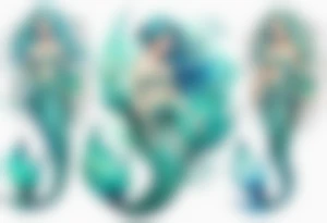 A beautiful mermaid with turquois scales. tattoo idea