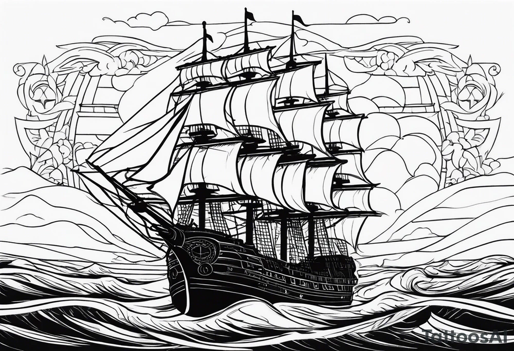 Classis ship heading to the horizon tattoo idea