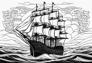 Classis ship heading to the horizon tattoo idea