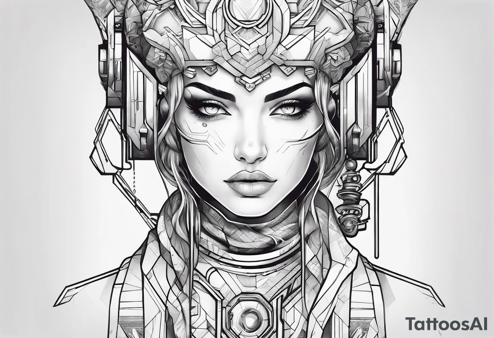 fine line. cyberpunk tattoo idea