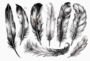a big feather and from the feather little birds flying away tattoo idea