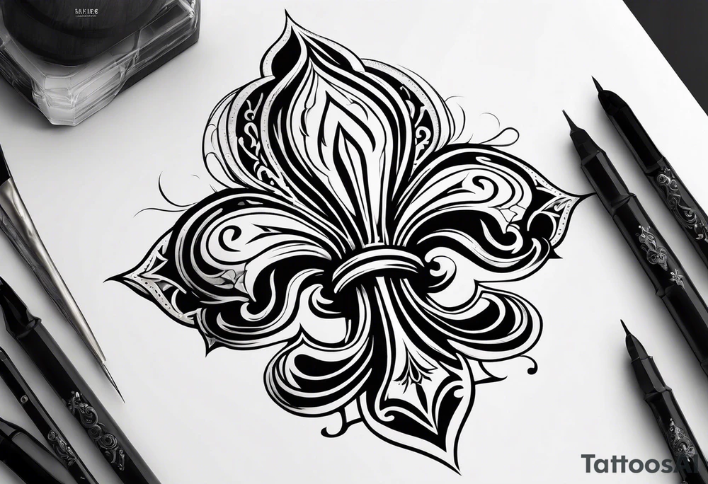 Fleur de lys celtique en flamme tattoo idea