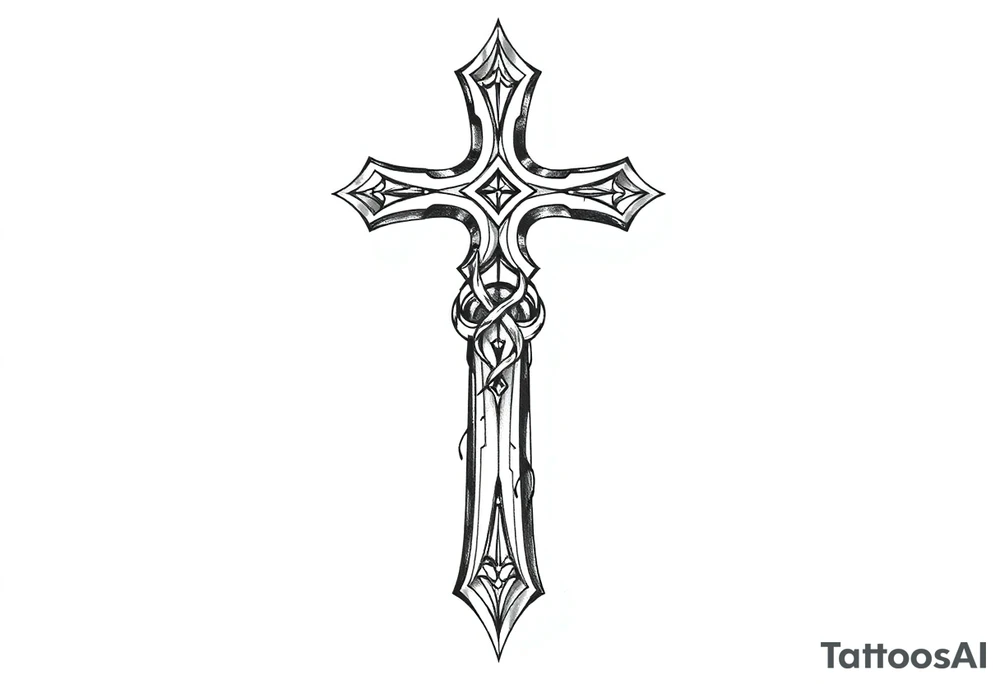 Gothic style cross tattoo idea