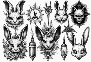 blood, satanic, rabbit tattoo idea