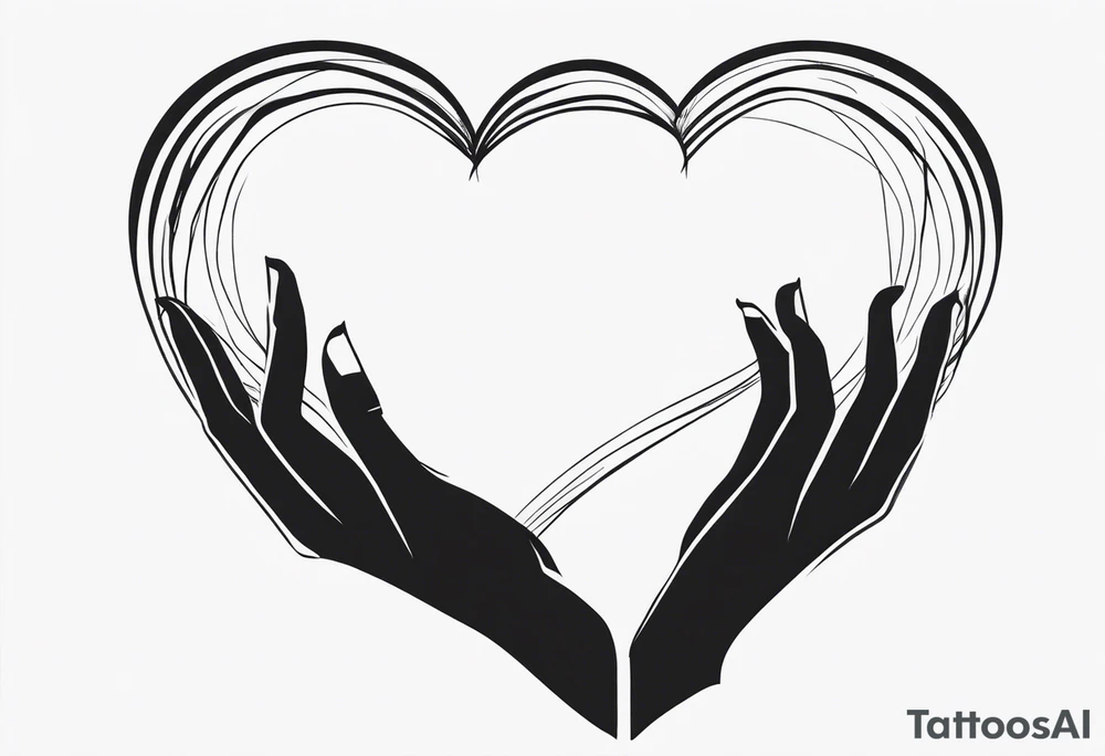 Silhouette of Hands forming a heart tattoo idea