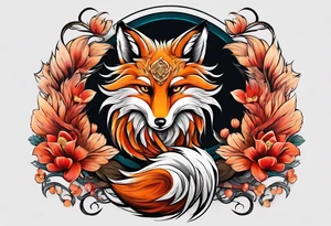 Back tattoo. Nine fox tails Japanese paint style tattoo idea