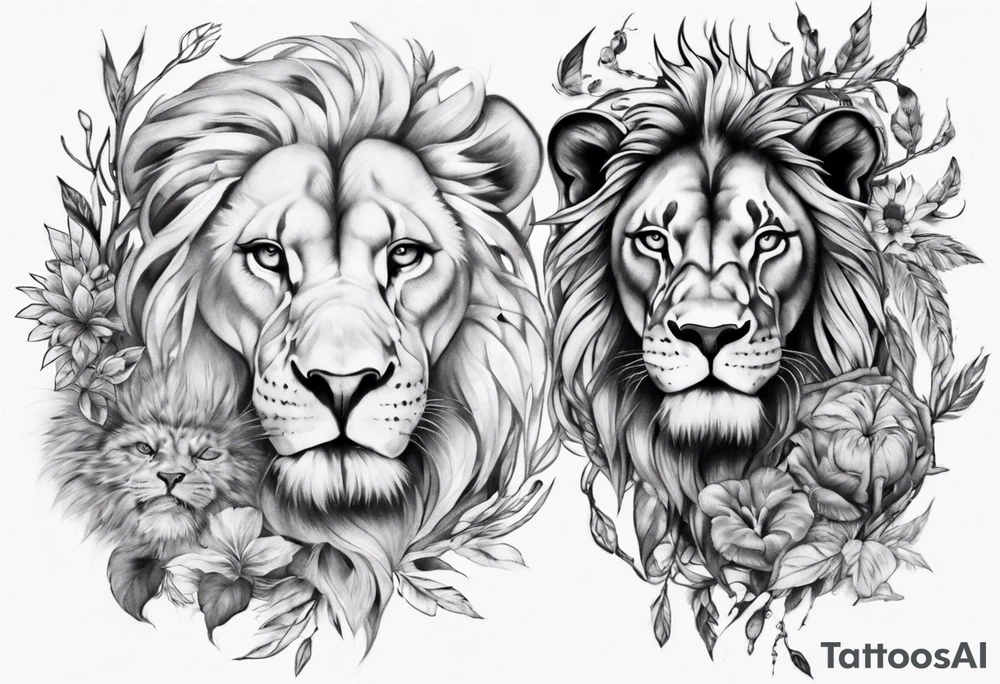 full stomach tattoo illimunati in the middle 
Lion
Nature tattoo idea