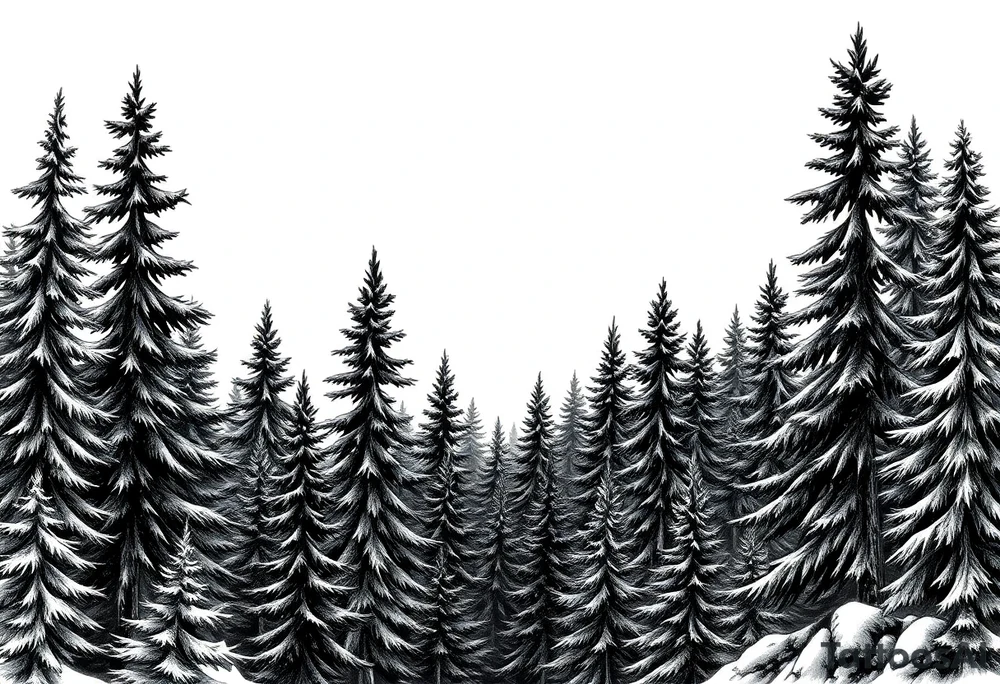 Coniferous forest the trees are black and gray tattoo idea Coniferous forest the trees are black and gray tattoo idea