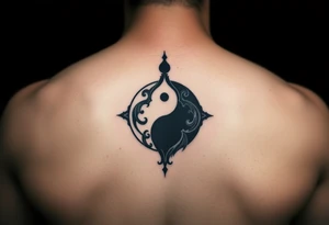 calm in the storm, equanimity, meditative silhouette, yin yang tattoo idea