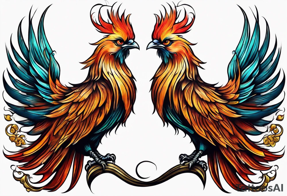 russian firebird with onion cap towers in background tattoo idea