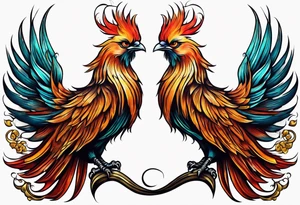 russian firebird with onion cap towers in background tattoo idea