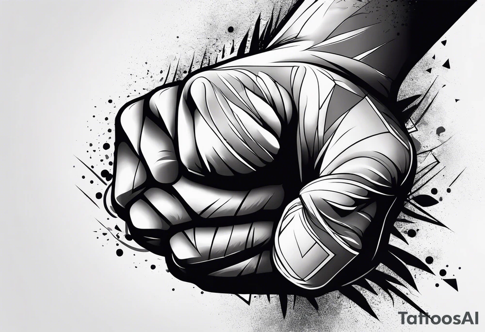 A clenched fist on the back using negative space techniques tattoo idea A clenched fist on the back using negative space techniques tattoo idea