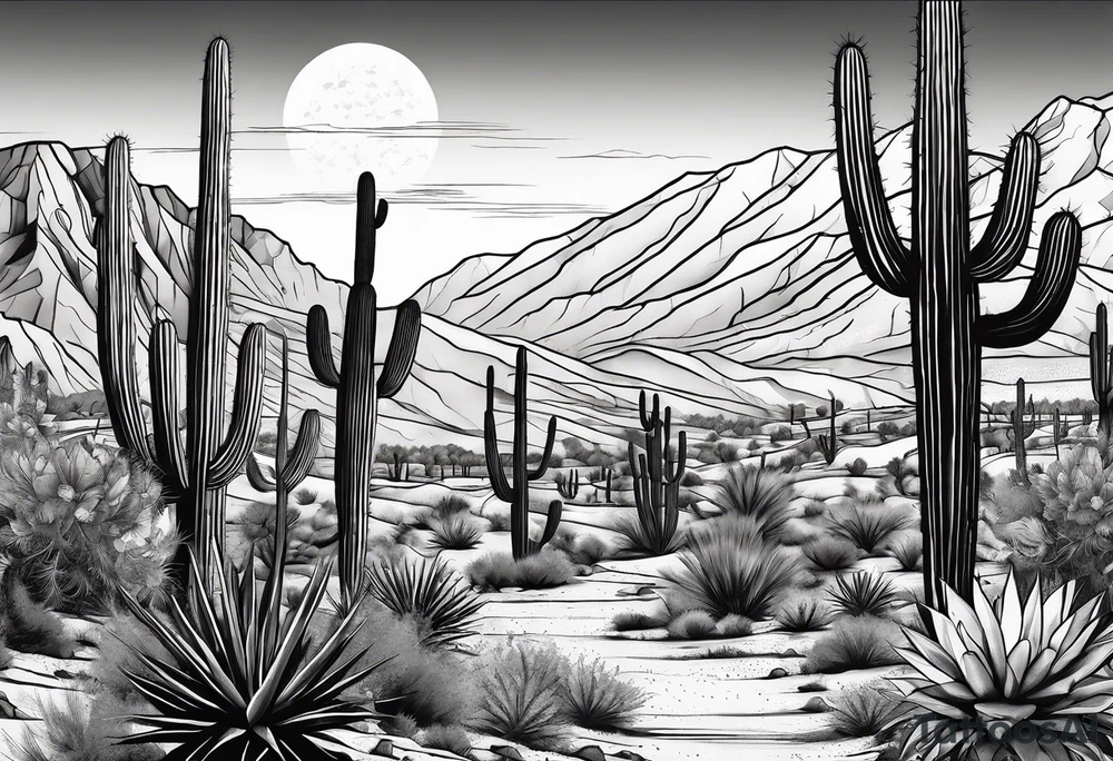 Running through desert with cacti tattoo idea