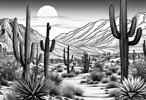 Running through desert with cacti tattoo idea