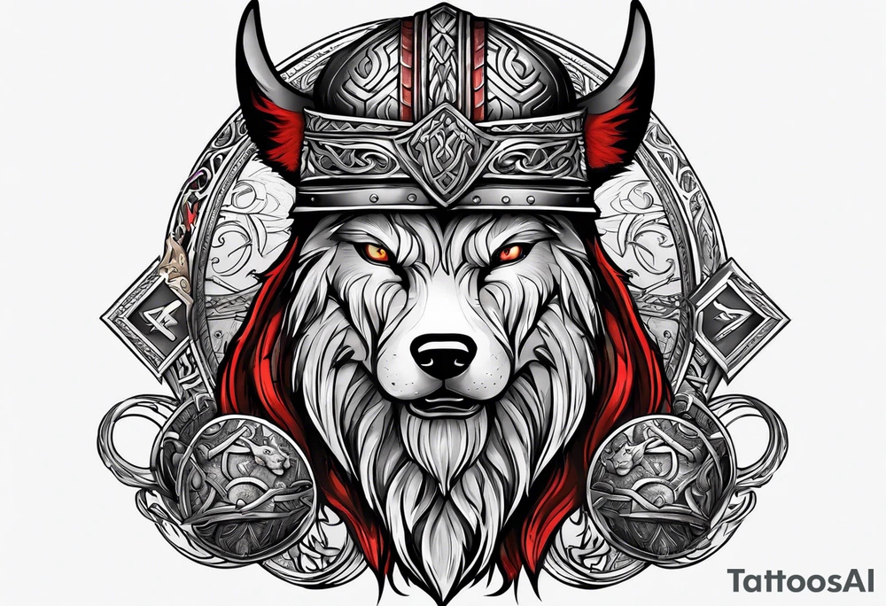 Viking with wolf tattoo idea