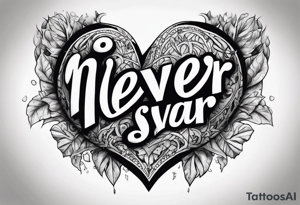 Broken Heart that says Never Say Never tattoo idea