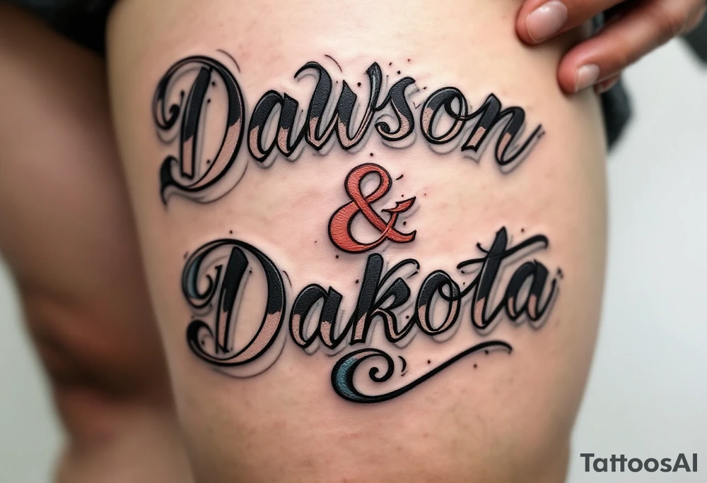 Dawson and Dakota names integrated tattoo idea