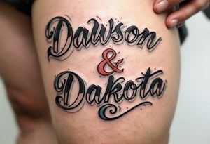 Dawson and Dakota names integrated tattoo idea