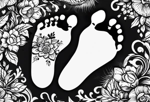 Baby foot prints with the name Tylen tattoo idea