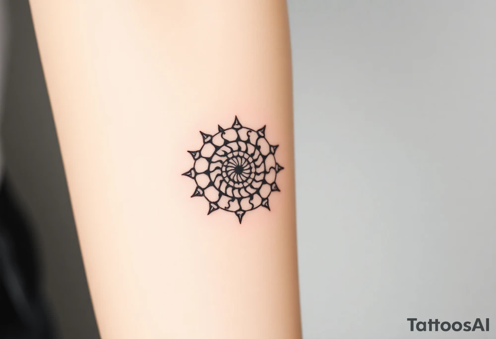 Fibonacci sun spiral shell tattoo idea