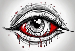 Bleeding tear draining to down from red eye tattoo design tattoo idea