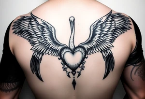 deux corbeau noir  l épée de damoclès un crane et un coeur sur avant bras tattoo idea