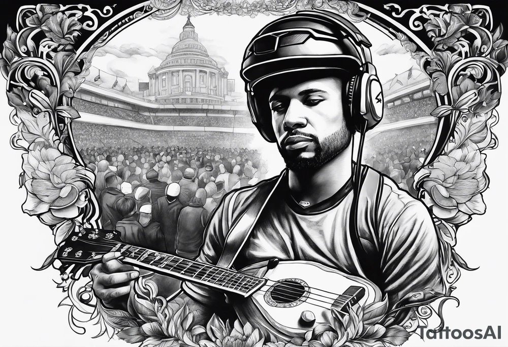 Music, god, art, family, American football tattoo idea