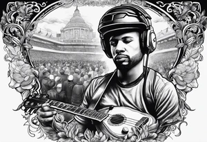Music, god, art, family, American football tattoo idea