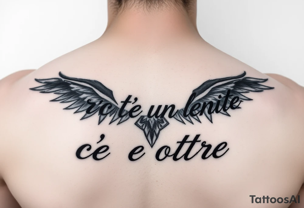 scritta sotto il pettorale “Se c’è un limite c’è un oltre” tattoo idea