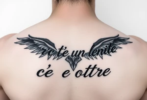 scritta sotto il pettorale “Se c’è un limite c’è un oltre” tattoo idea