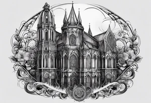 Eine Schnecke mit einem Häuschen das eine gothische Kathedrale ist dass ganze hypertealistisch tattoo idea