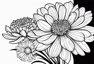 cosmos, chrysanthemums,and narcissus flower arrangement for a tattoo on the fore arm tattoo idea