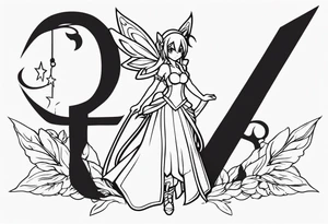 A fairy with a tail that is the fairy in the Fairy Tail anime guild logo tattoo idea