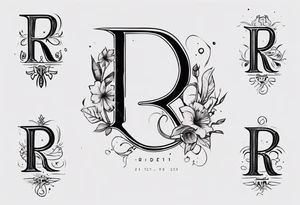 Letter R with date 09.01.23 tattoo idea