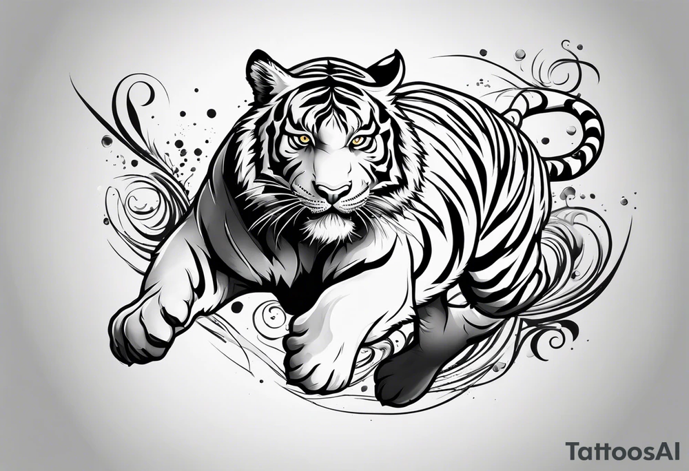 tiger leaping tattoo idea