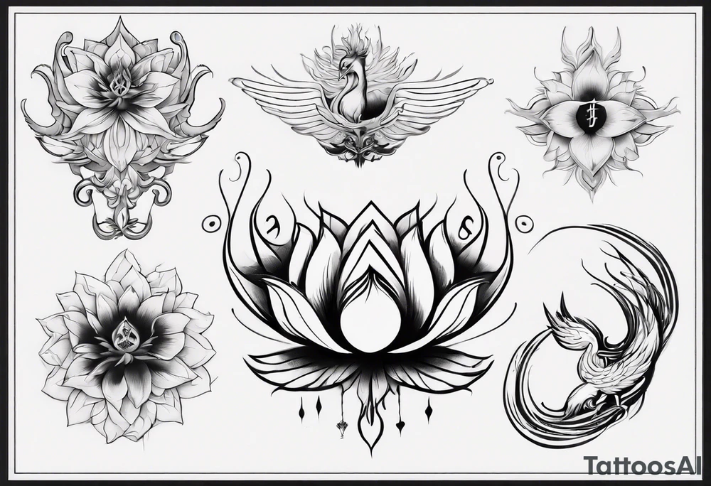 Lotus flower with phoenix placed on hip and butt tattoo idea Lotus flower with phoenix placed on hip and butt tattoo idea