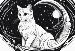 cat, space, rounded tattoo idea